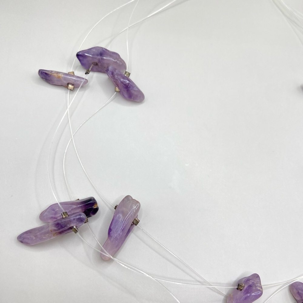 Vintage Amethyst Stone Chunk Necklace - Picture 4 of 9